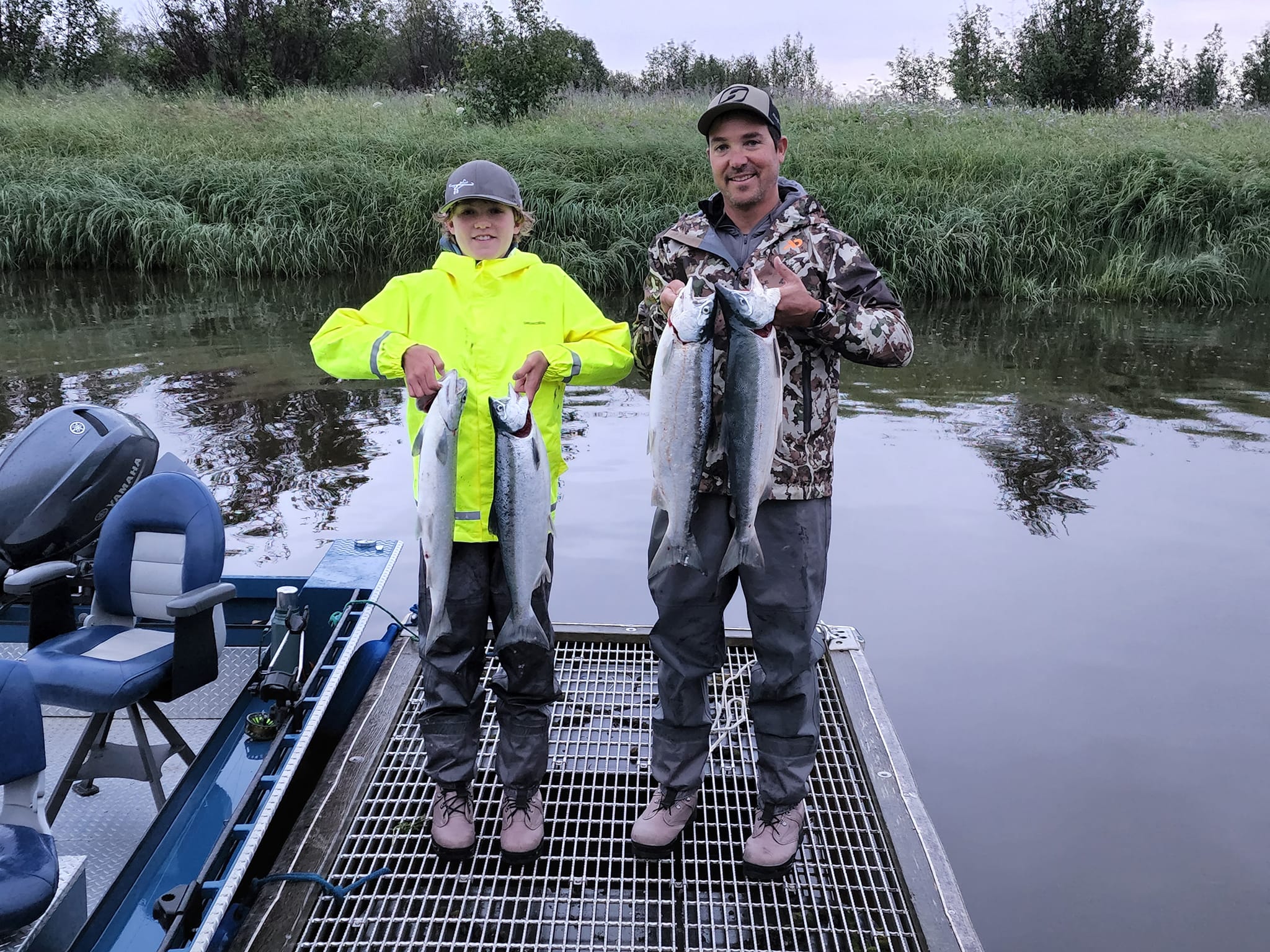 Four coho salmon caught in Alaska