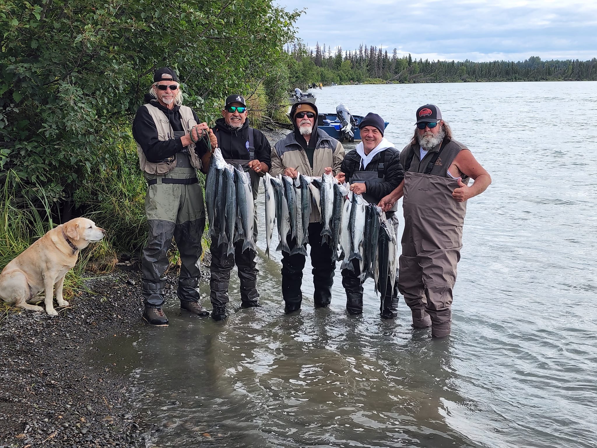 5 people fishing in Alaska