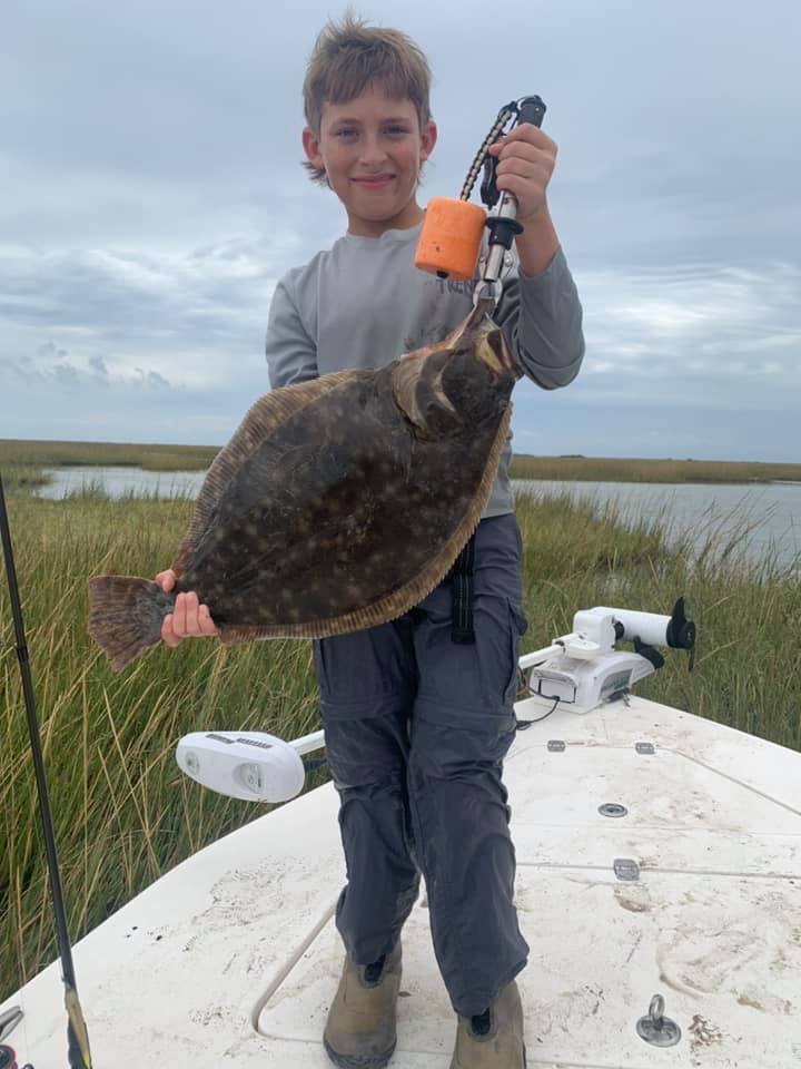Southern flounder caught while fishing in Matagorda TX displayed on boat deck