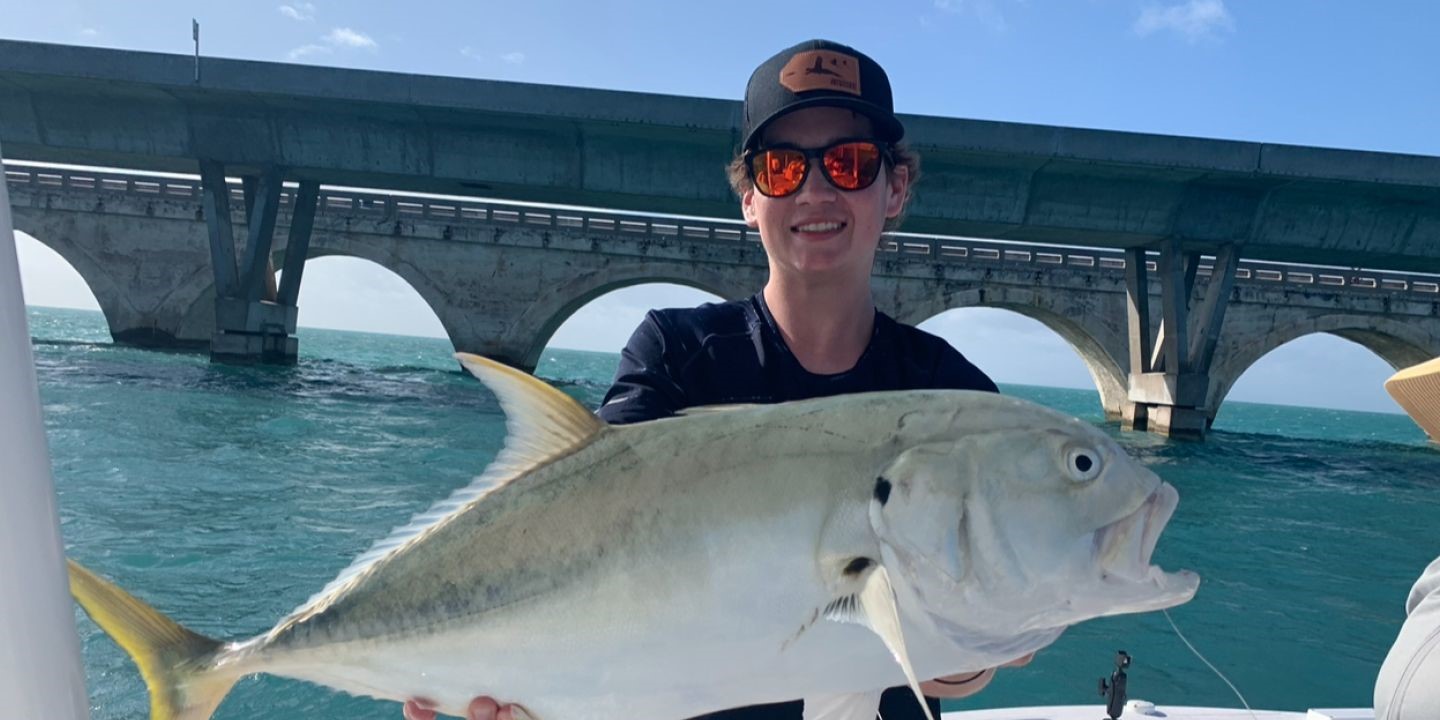 Crevalle Jack, a large fish, caught while fishing in Islamorada