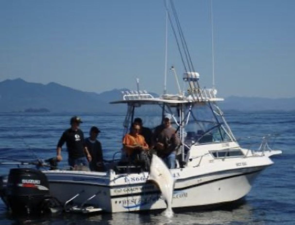 A group of 3 people fishing in BC
