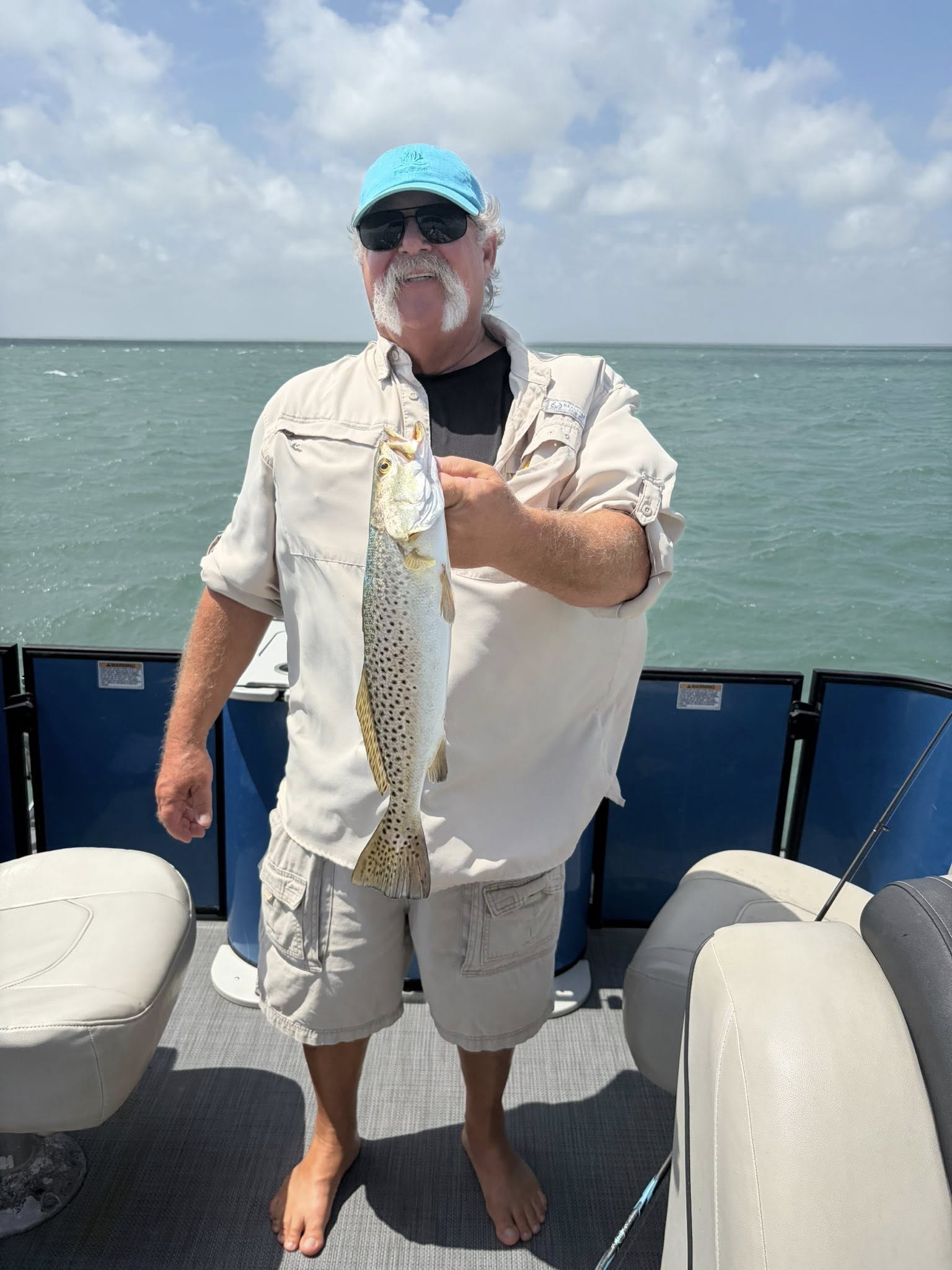 Speckled trout catch displayed on fishing boat in South Padre Island TX waters