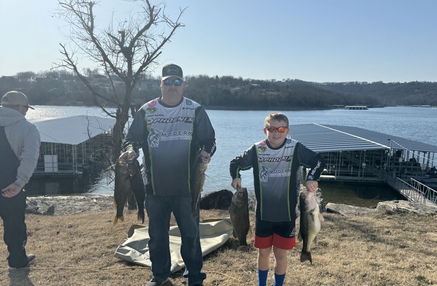 Two fishermen catching fish in Missouri