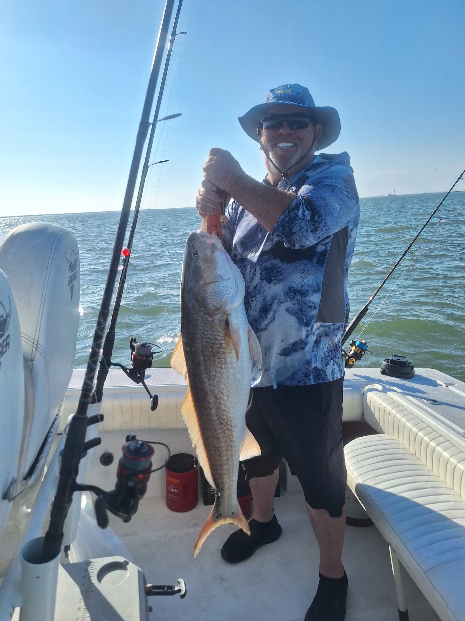 Redfish catch displayed on fishing boat in Galveston TX waters