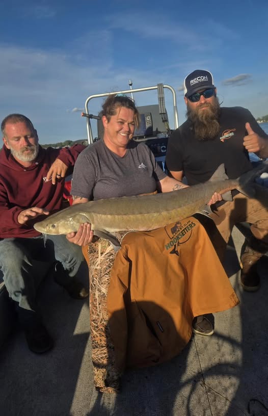 Lake sturgeon catch on fishing boat in Detroit MI