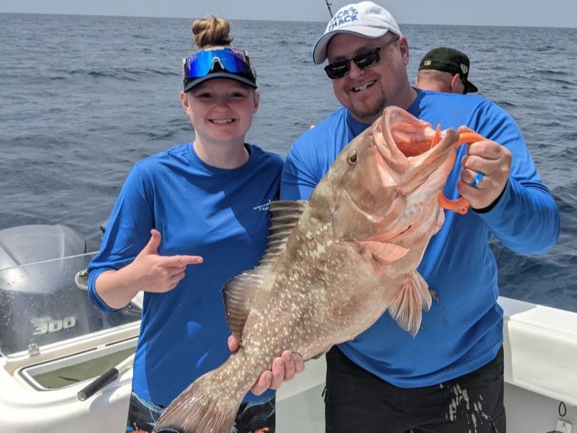 Night offshore fishing charter boat in Tampa Gulf of Mexico targeting red snapper and grouper
