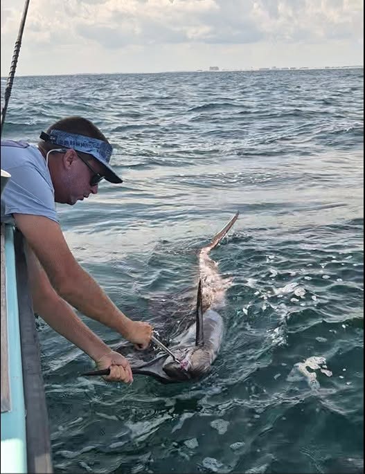 Deep sea fishing charter boat in Destin FL waters targeting tuna, snapper, and mahi mahi