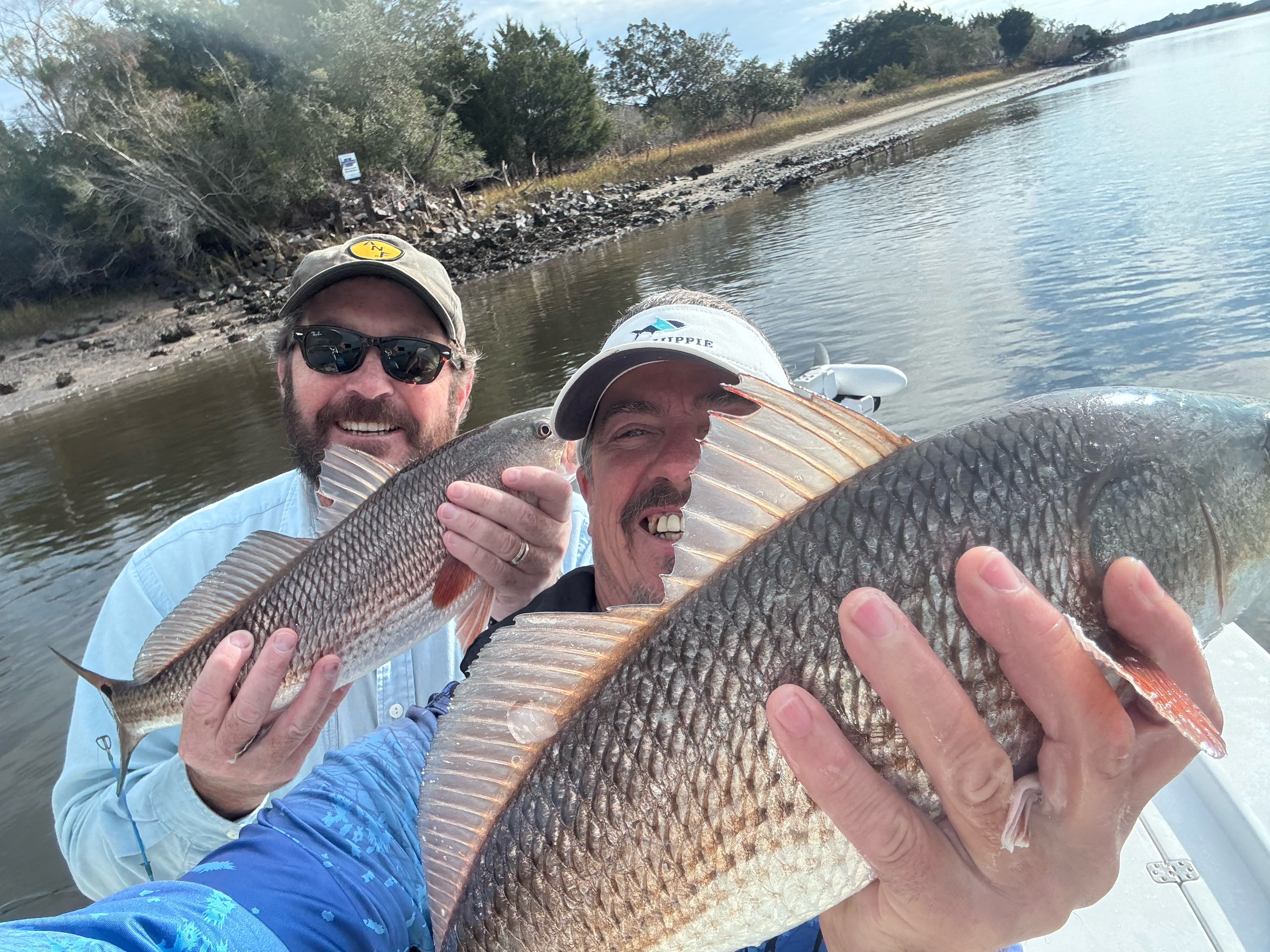Two redfish caught on a fishing trip in Johns Island