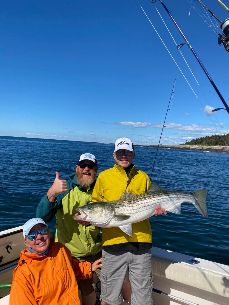 Striped bass caught while fishing in Boothbay Harbor