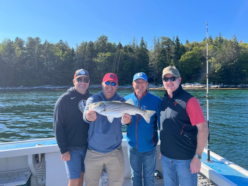 A striped bass caught fishing in ME