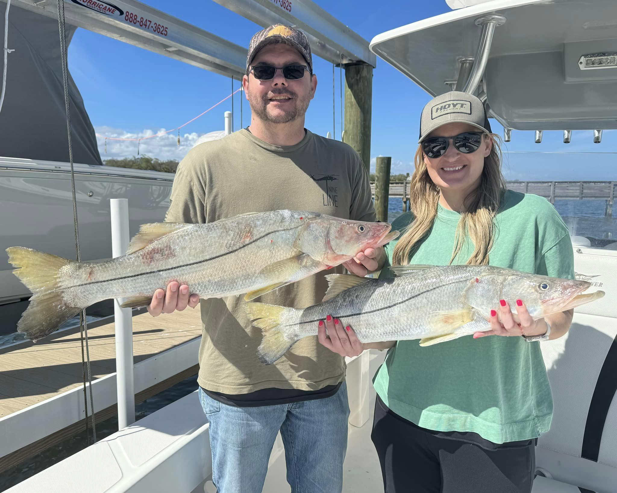 Two snook fish, 27 inches long, caught while fishing in FL