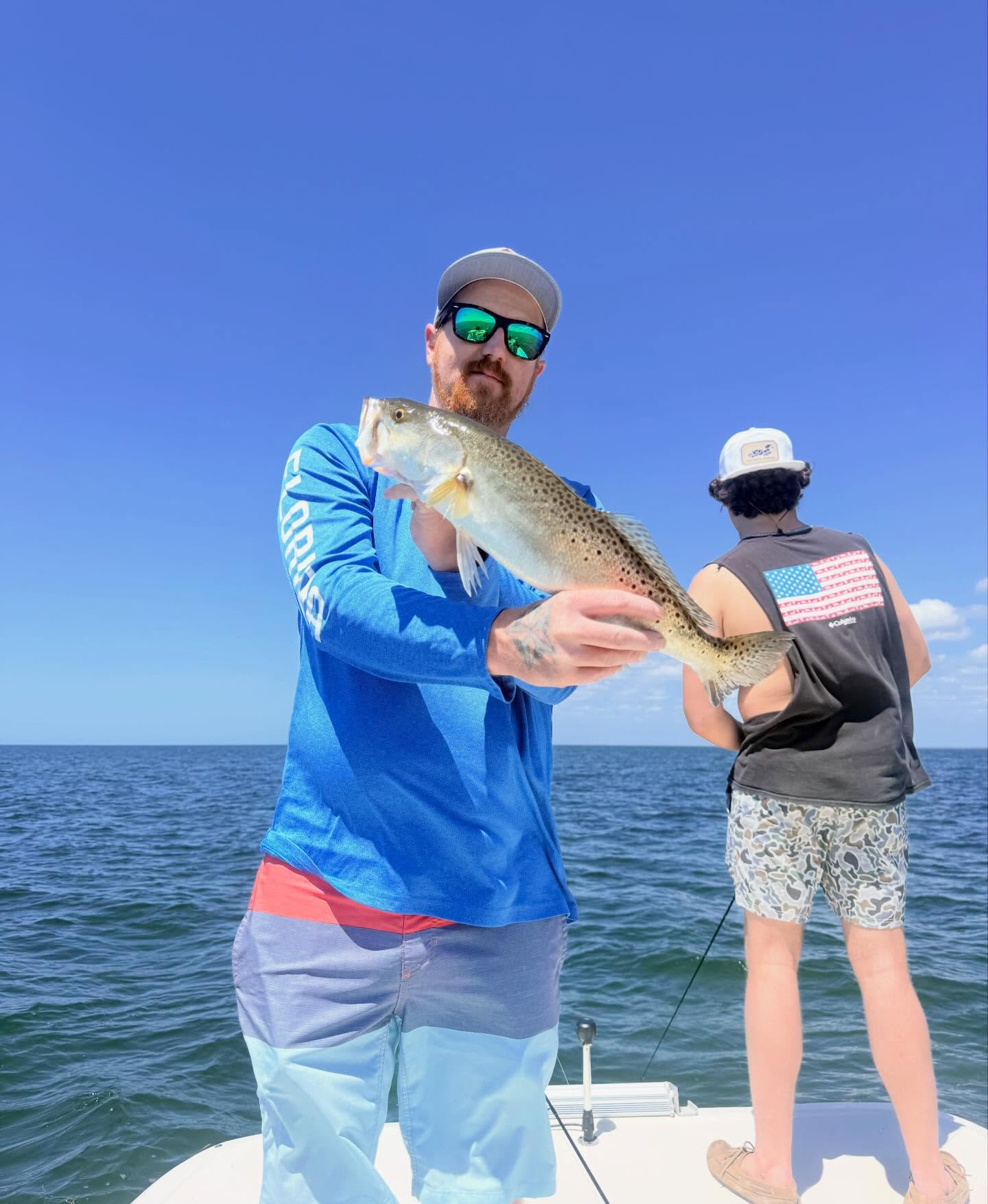 Speckled trout catch displayed on fishing boat in Steinhatchee FL waters