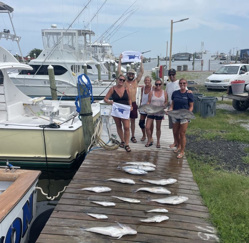 Group of 6 people fishing in North Carolina