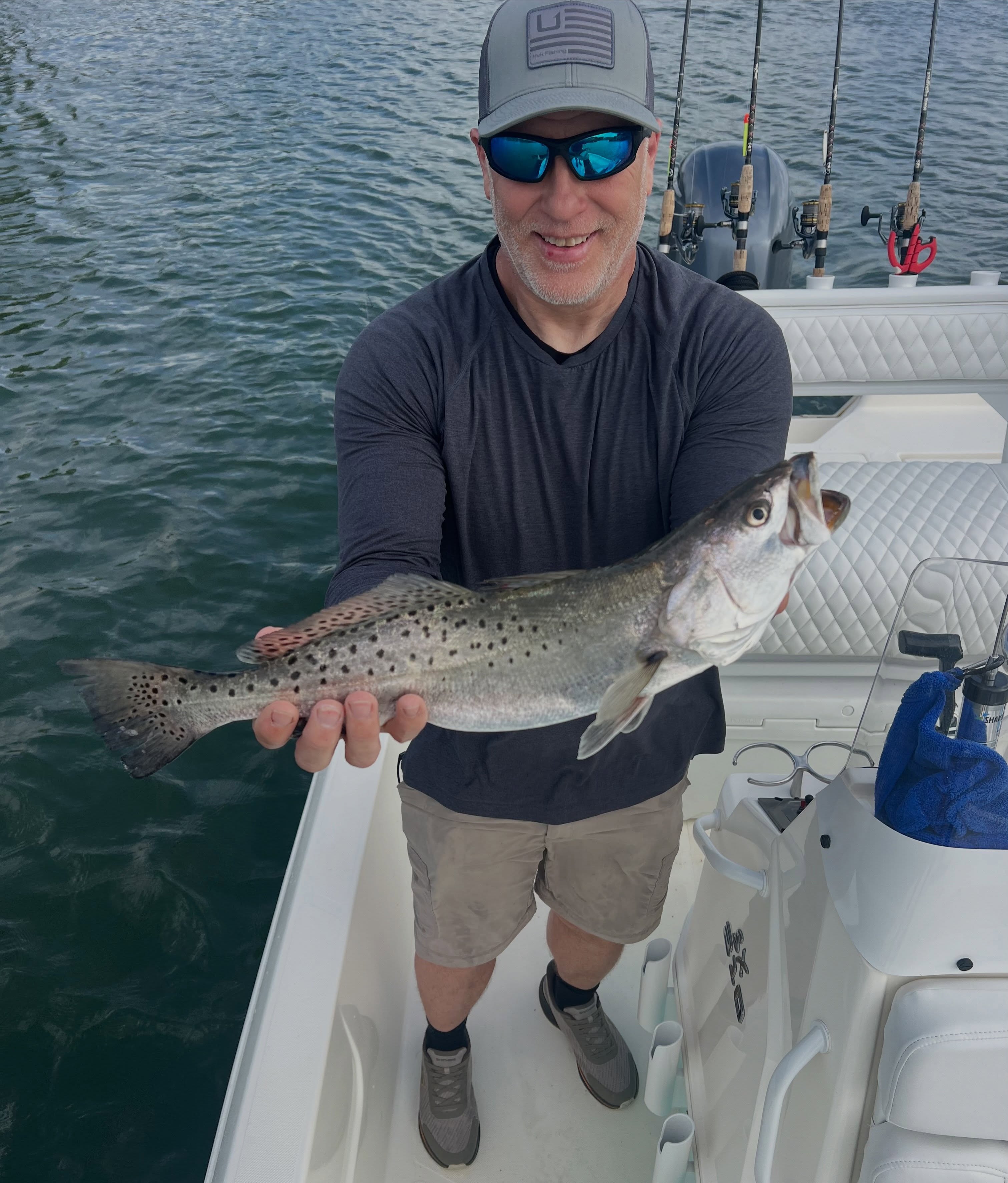Speckled trout catch on fishing boat in Atlantic Beach NC waters