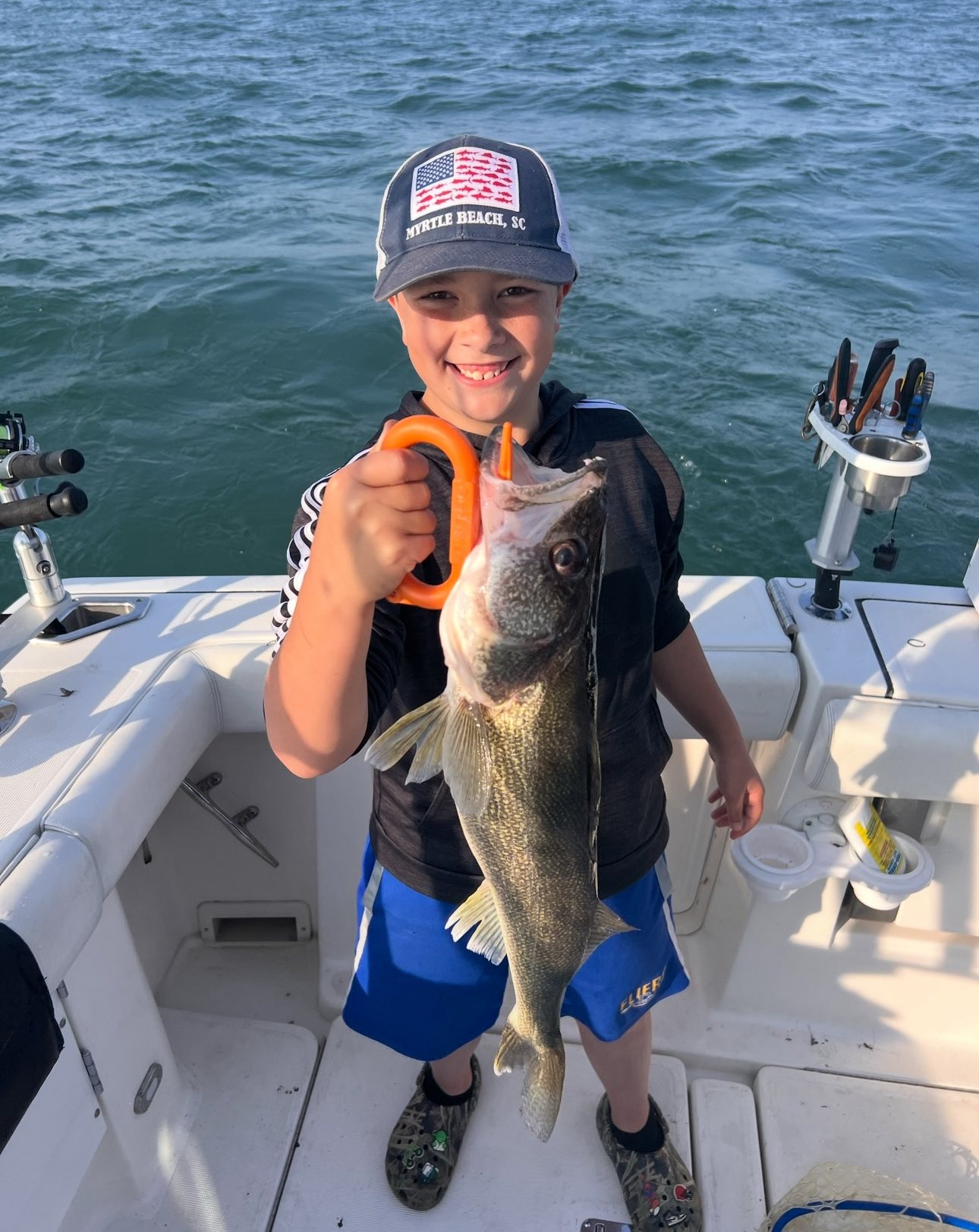 Walleye caught while fishing on boat in Port Clinton OH waters