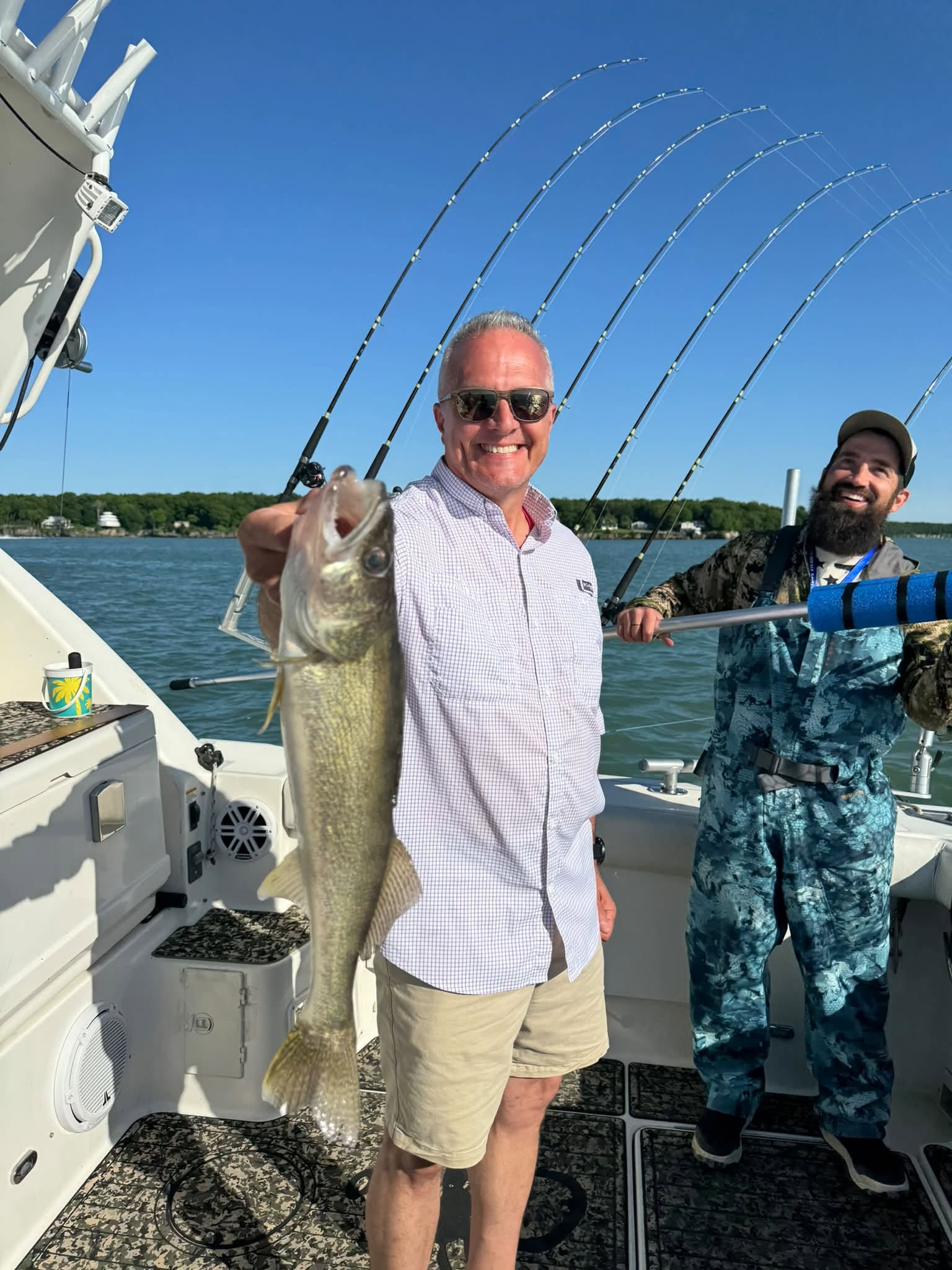 Lake Erie walleye fishing charter boat docked at Cranberry Creek Marina in Huron Ohio