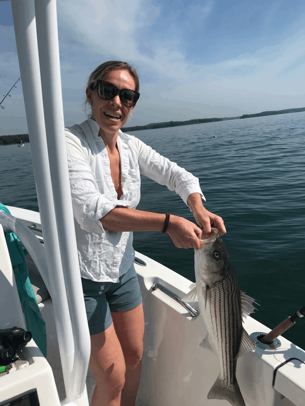 Striped bass caught while fishing in ME