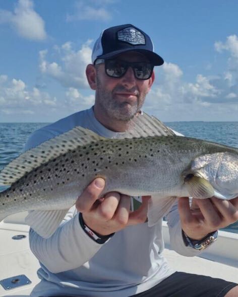A single spotted weakfish, 19 inches long, caught while fishing in Islamorada
