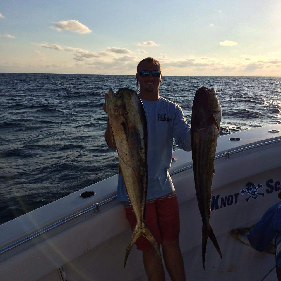 Two Mahi Mahi fish caught while fishing in FL
