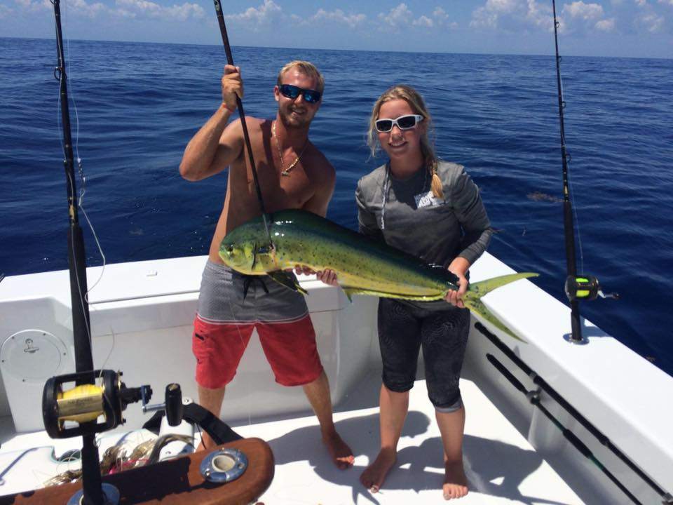 Mahi Mahi fish caught by two people in Fort Pierce