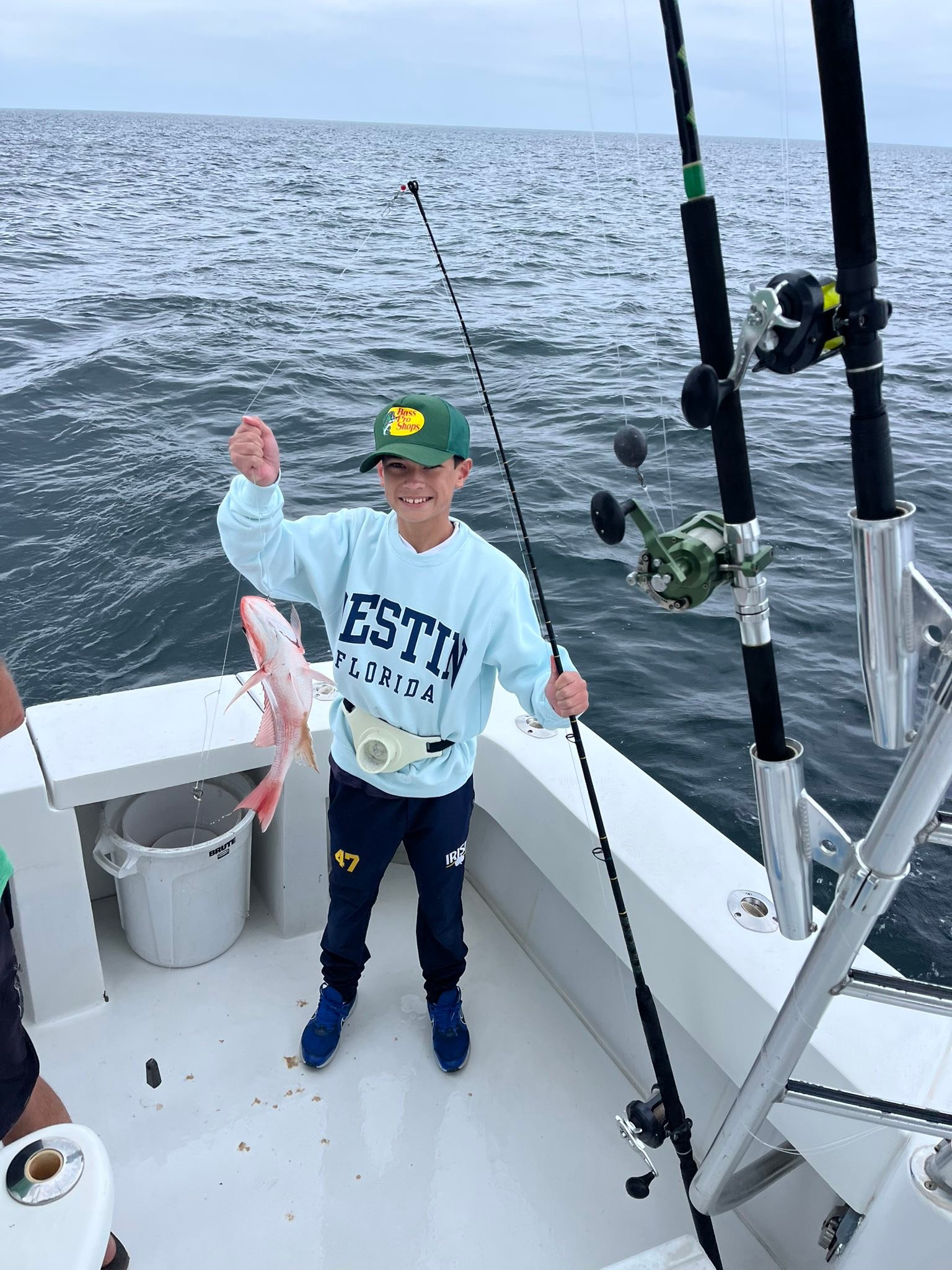 Red snapper catch displayed on fishing boat in Destin FL waters