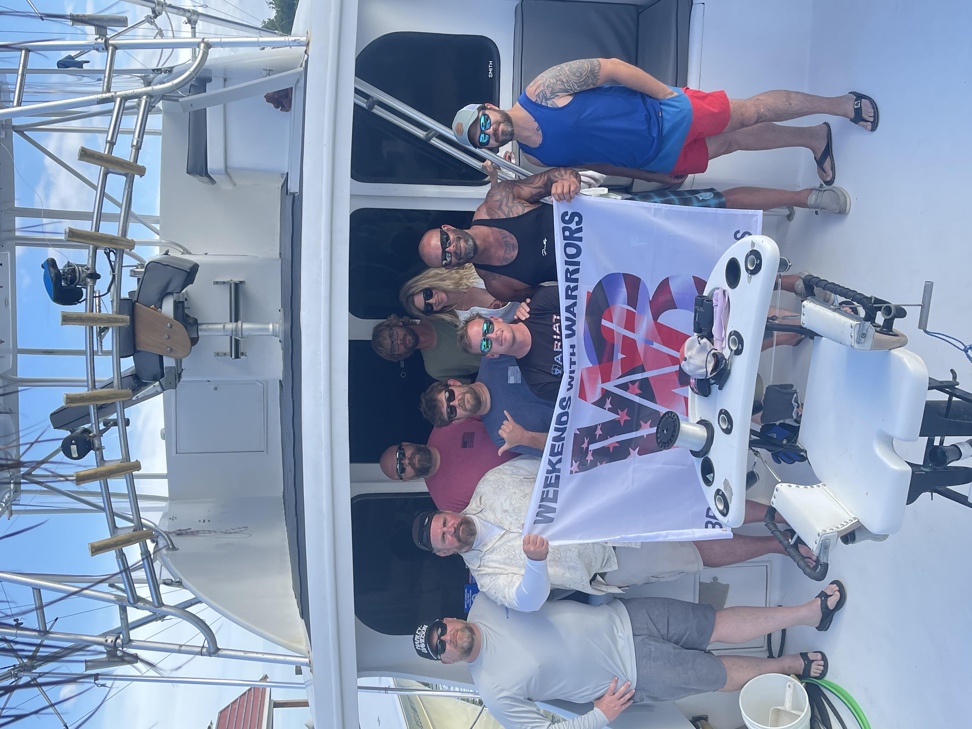 Group of 9 people fishing in North Carolina