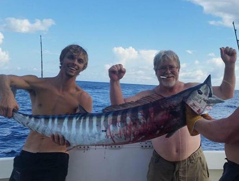 Wahoo fish caught by two people in Morehead City