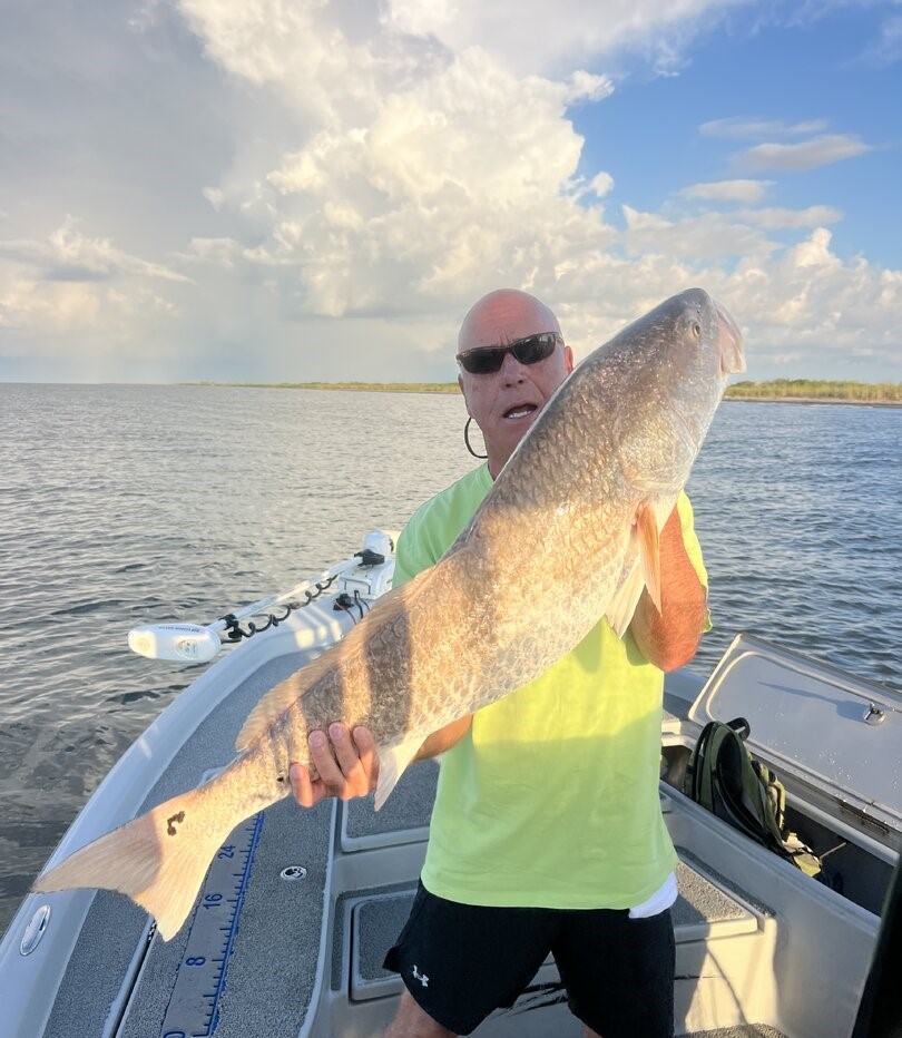 Large redfish caught while fishing in Venice Louisiana waters