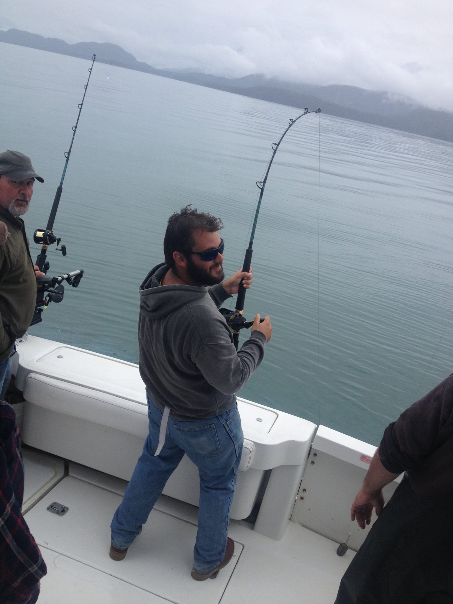 Couple enjoying fishing tours in Auke Bay