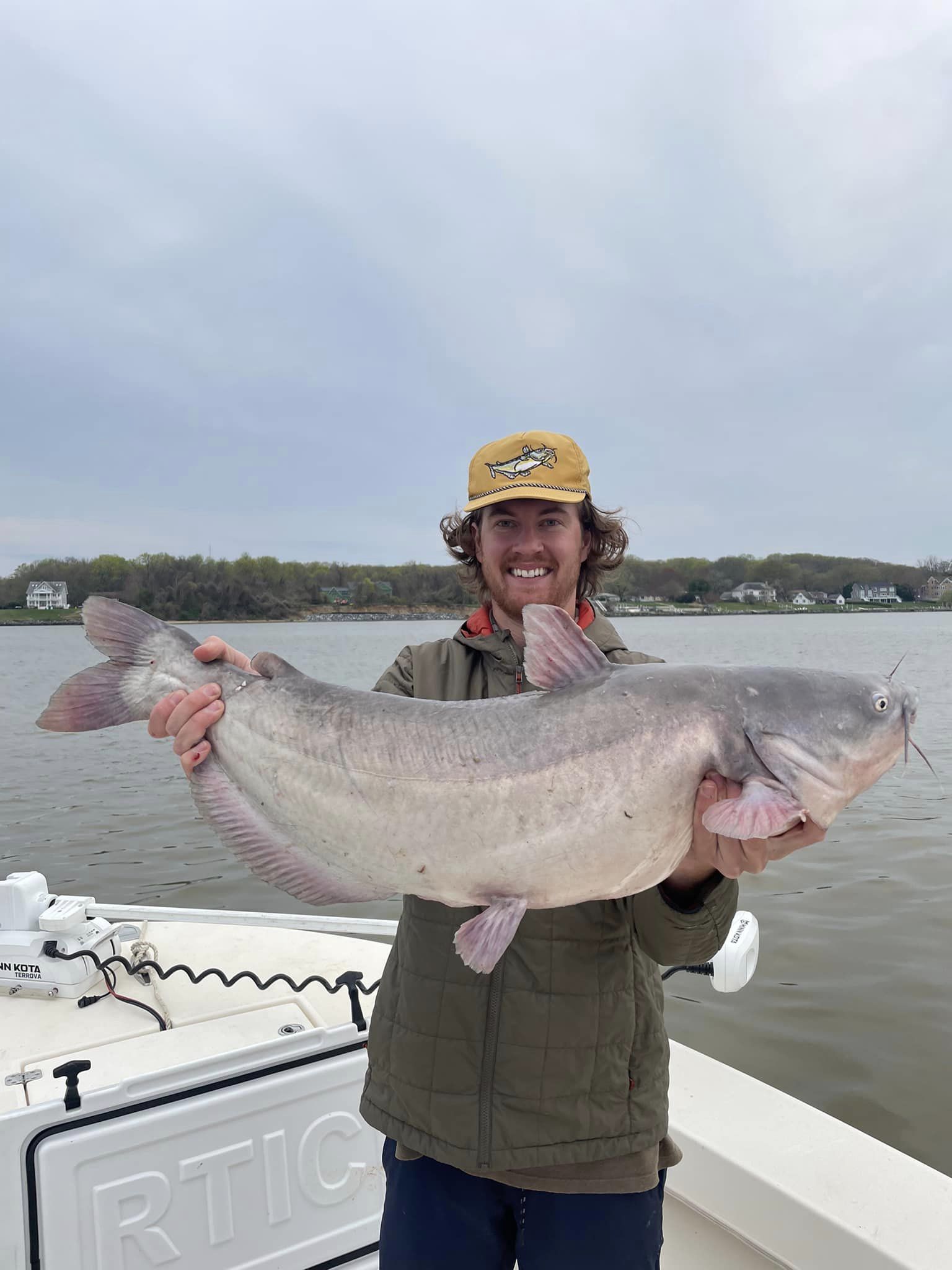 Angler with a big blue catfish caught in Annapolis
