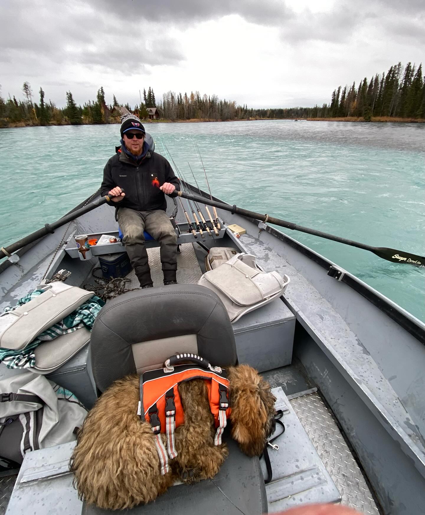 A person fishing in Alaska