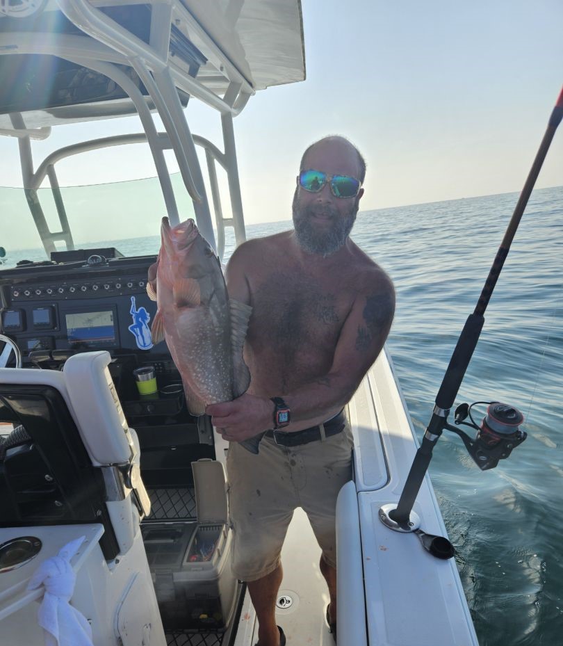 Red grouper caught during fishing charter in Sarasota FL