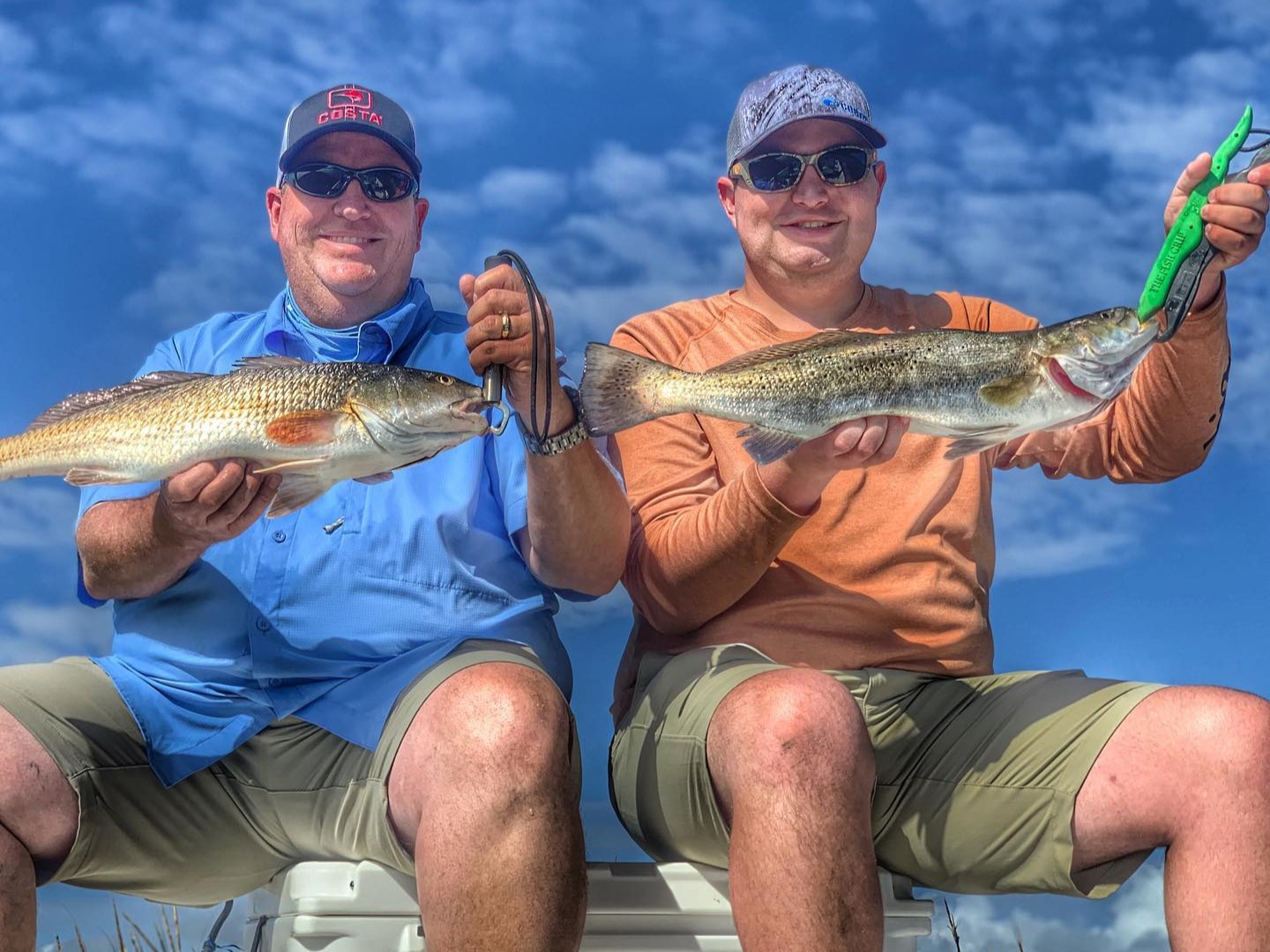 Two anglers fishing on Tiki Island