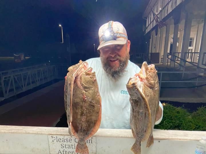 Two fish caught on a fishing trip at Tiki Island