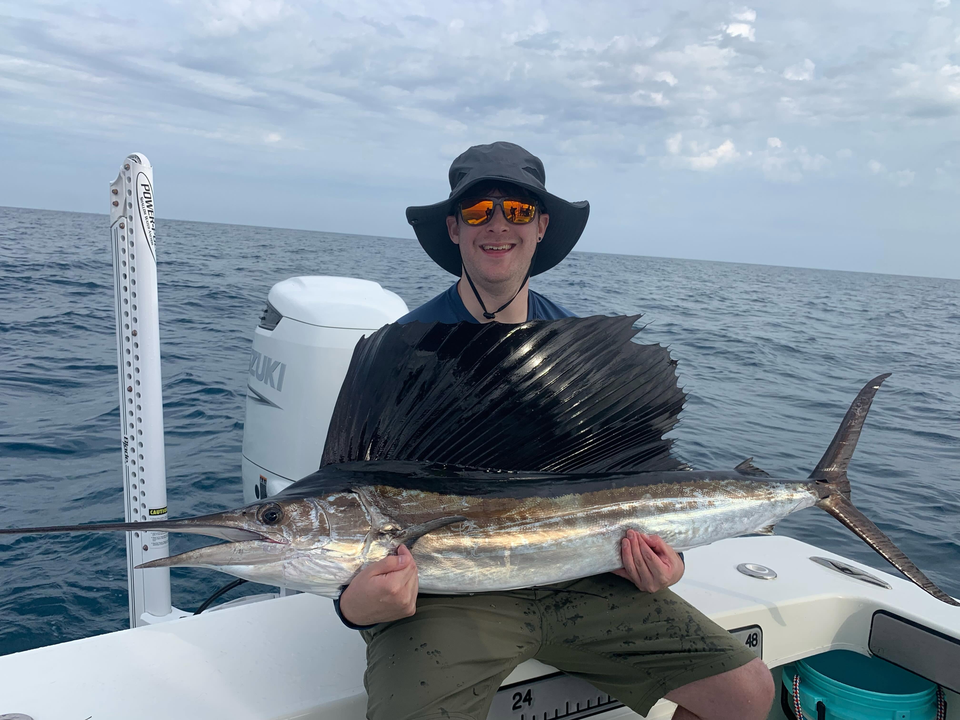 Atlantic sailfish catch displayed on fishing boat in New Smyrna Beach FL