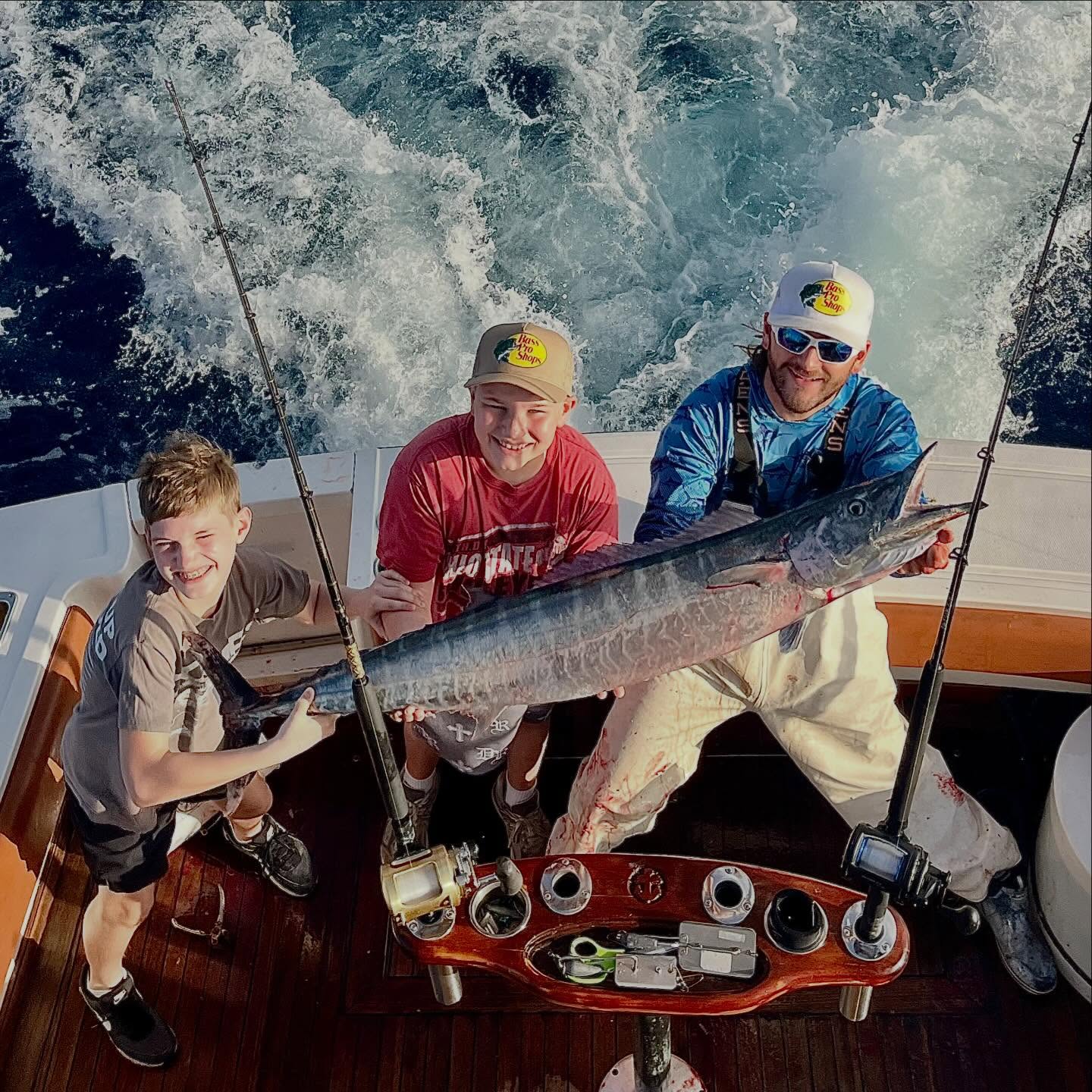 Wahoo fish catch displayed on fishing boat in Miami FL waters