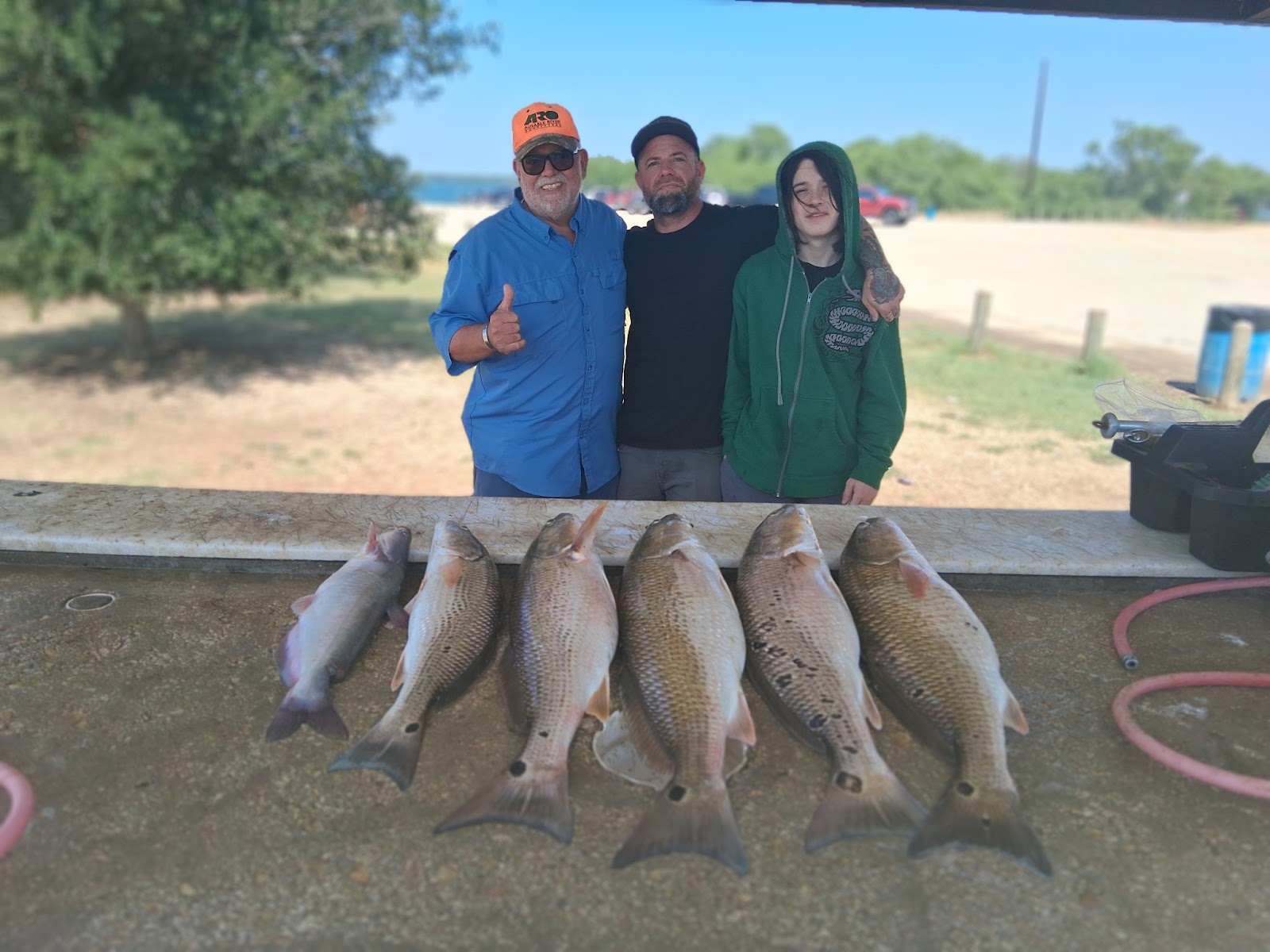 5 blue catfish and redfish caught in Elmendorf