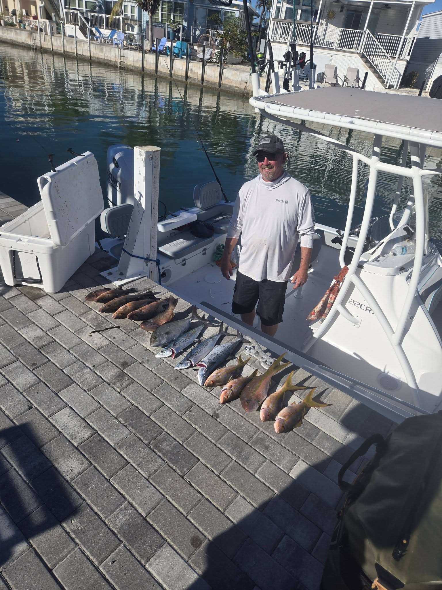 Fresh caught fish displayed on dock after successful fishing trip in Belmar NJ