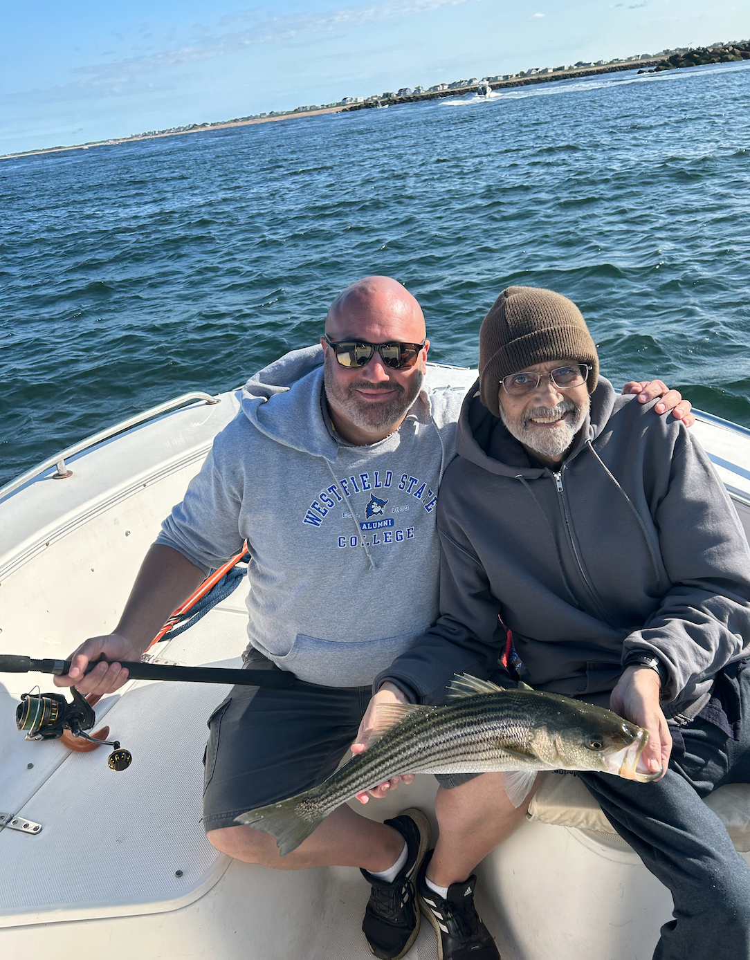A striped bass caught while fishing in MA