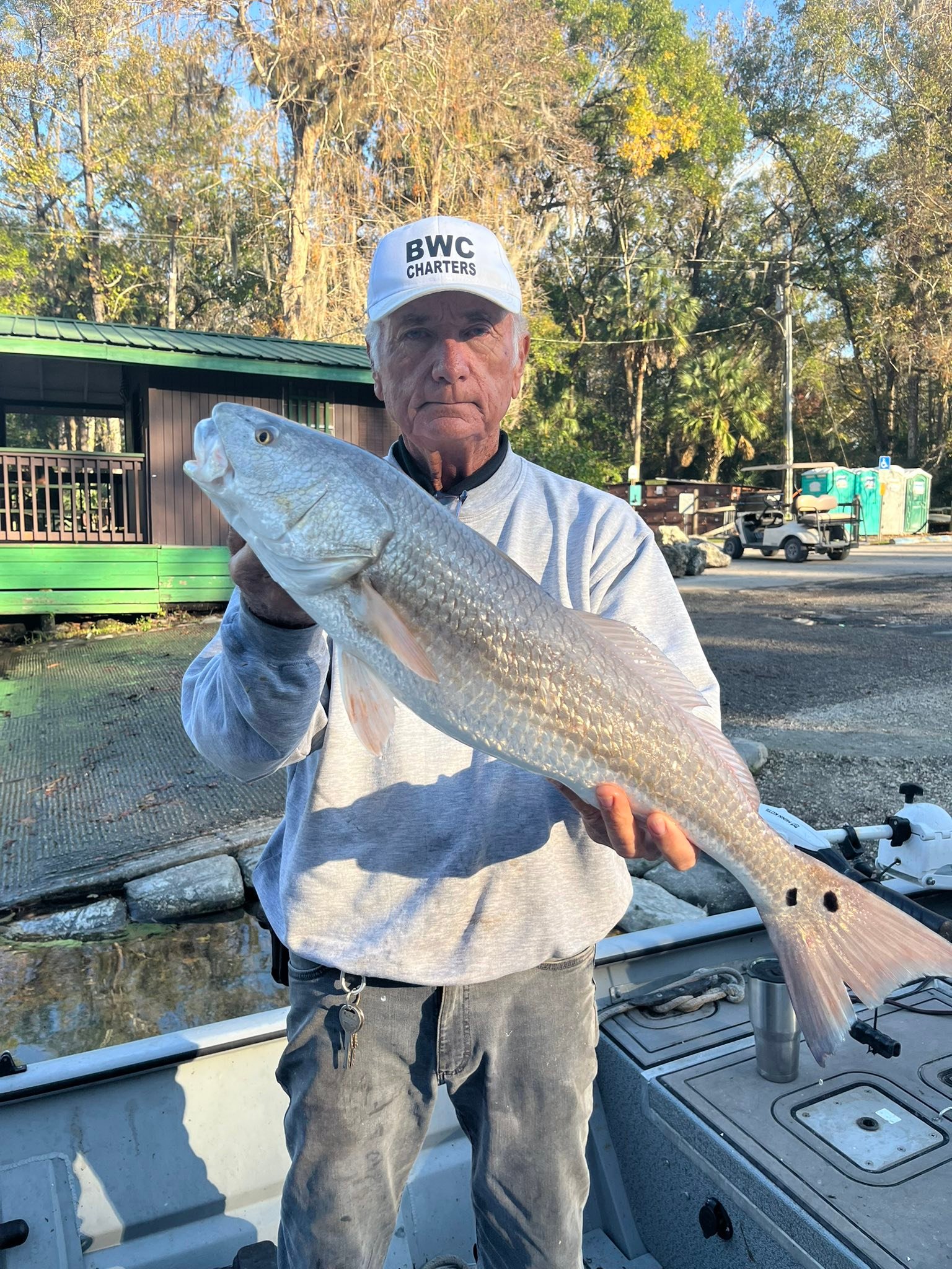 Redfish caught while fishing in Homosassa FL displayed on boat