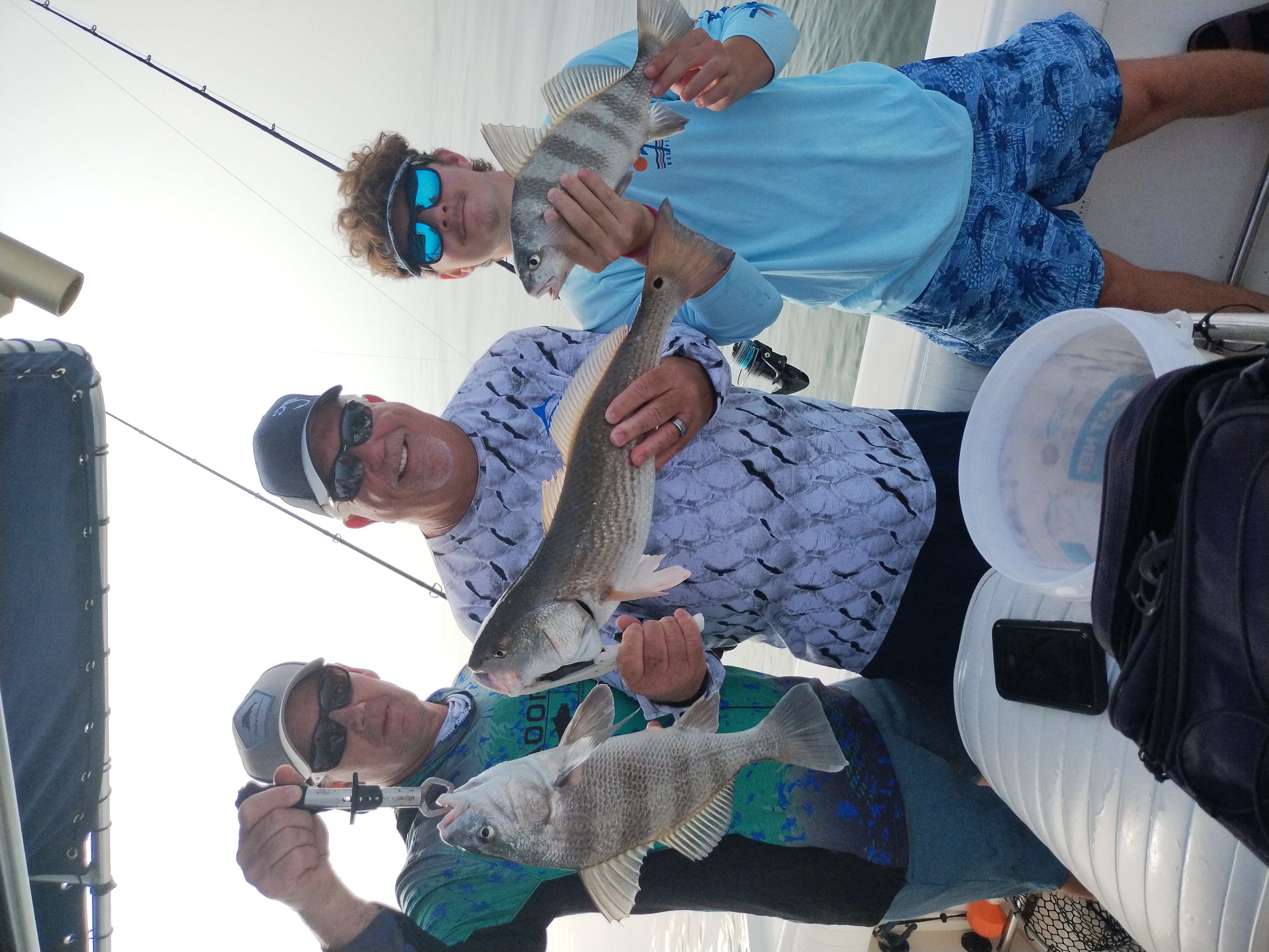 Three black drum and redfish caught in Florida
