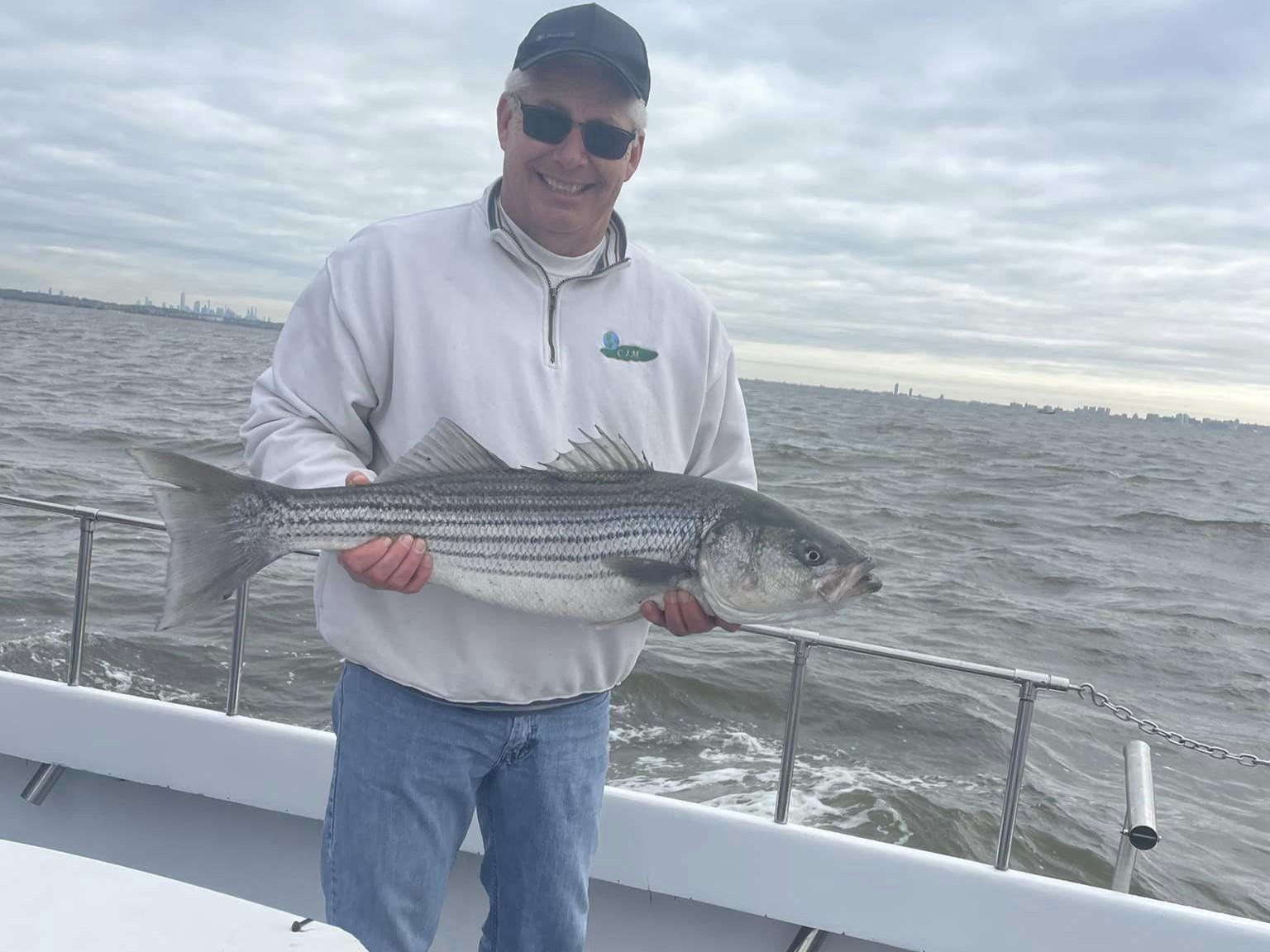 Photo of a striped bass caught fishing in Highlands