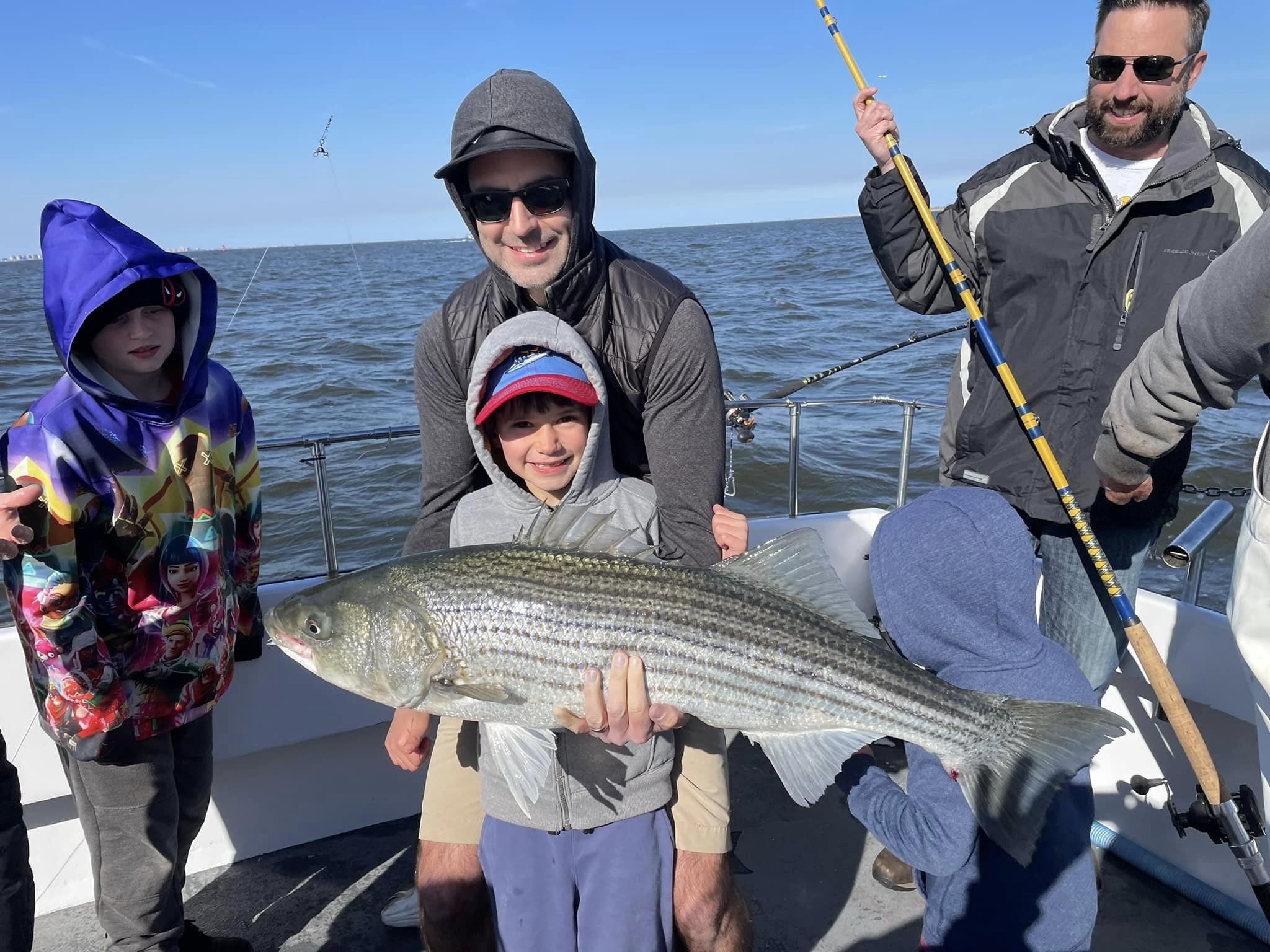 A striped bass caught by six anglers in NJ