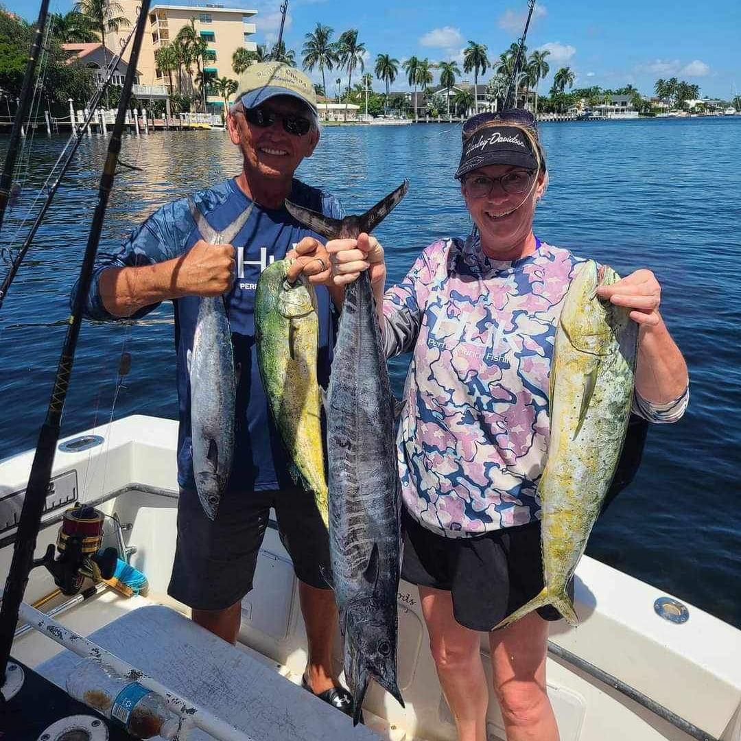 Three Wahoo Fish caught on fishing trip at Pompano Beach