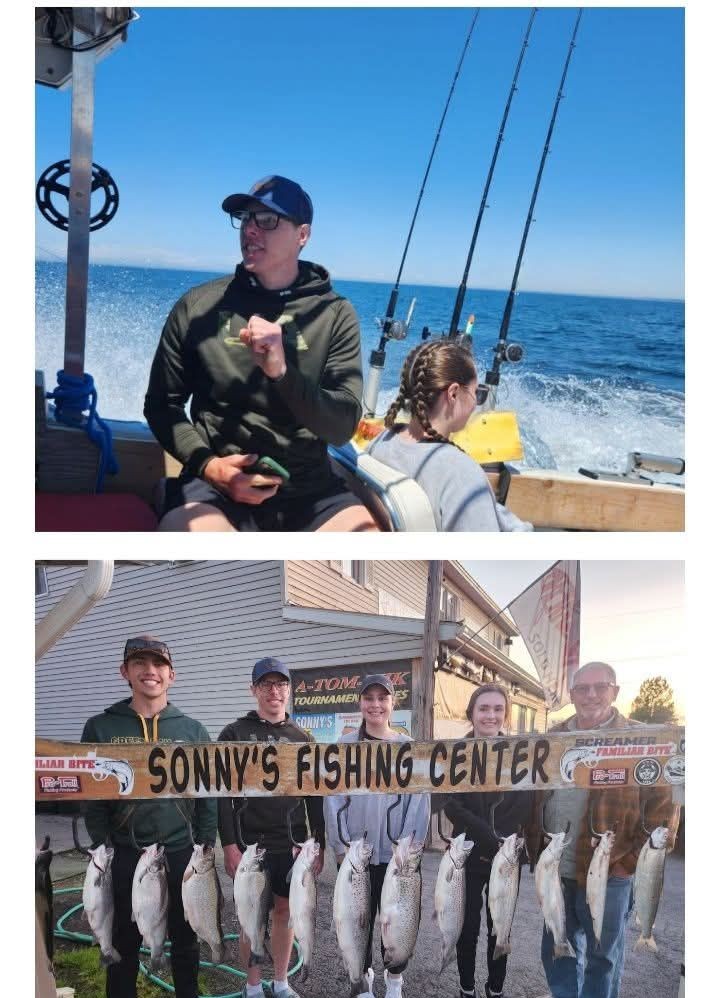 Rainbow trout fishing charter results displayed at Sonny's Fishing Center in Pulaski NY