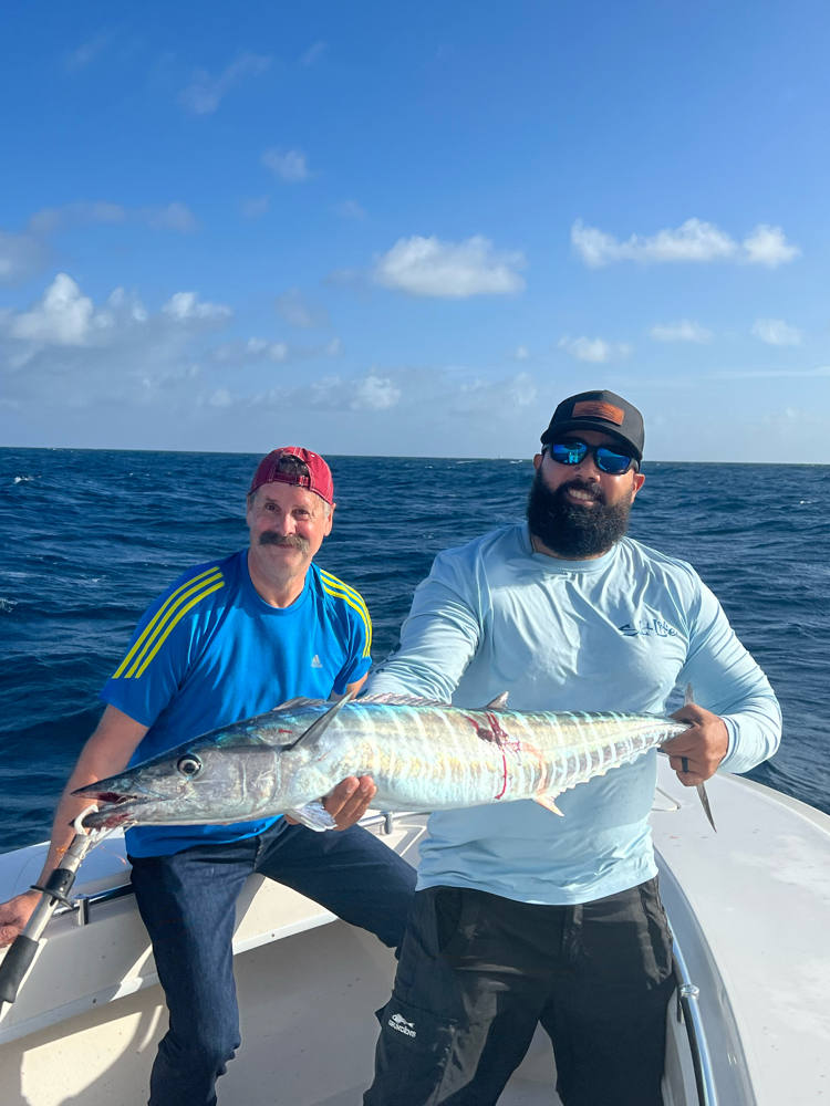 A huge wahoo fish caught by two people in Fort Lauderdale