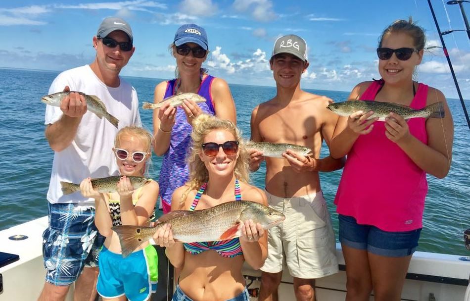 3 redfish, Hatteras, fishing