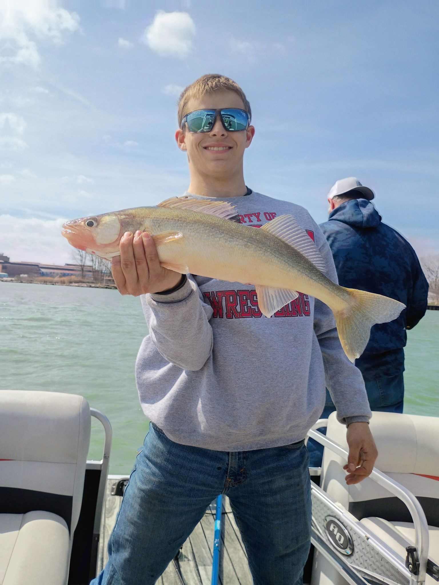 Freshly caught walleye being displayed on fishing boat in Whitehall MI