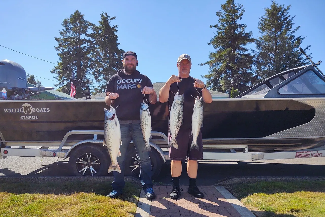 Four rainbow trout caught in the OR river