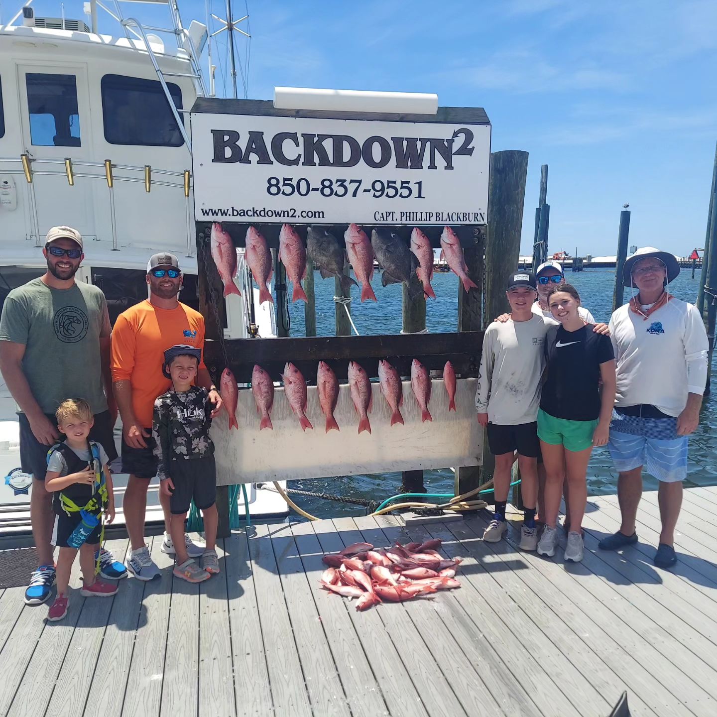 A group of 8 people fishing in FL